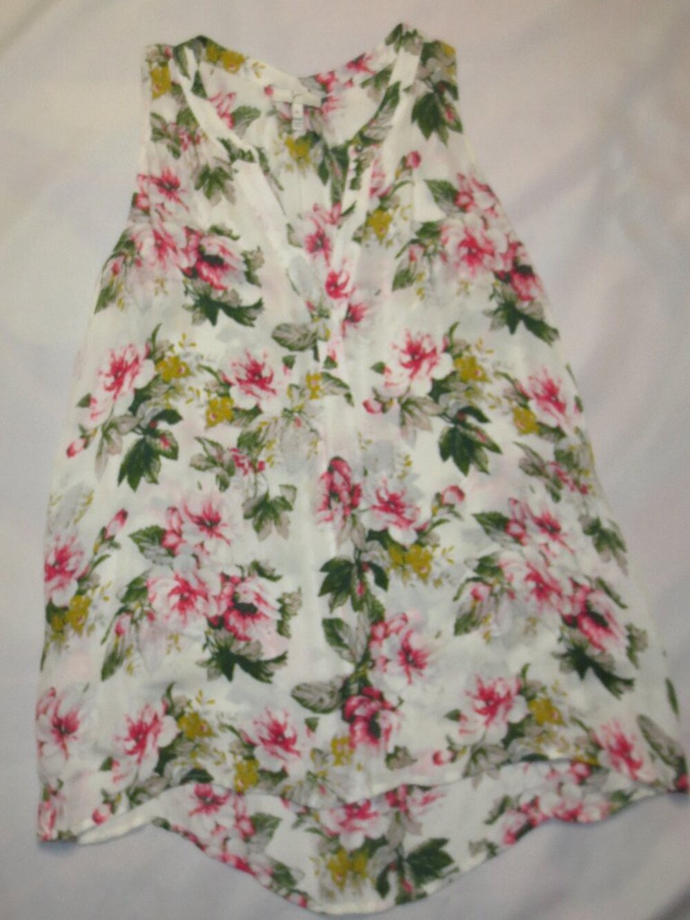 JOIE womens BLOUSE cream FLORAL pink TANK TOP silk SIZE M